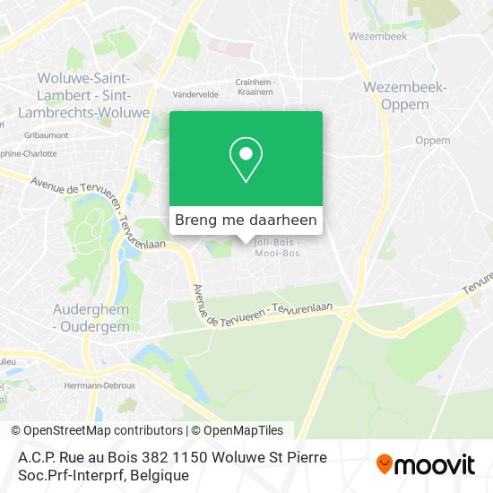 A.C.P. Rue au Bois 382 1150 Woluwe St Pierre Soc.Prf-Interprf kaart