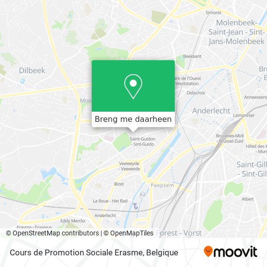 Cours de Promotion Sociale Erasme kaart