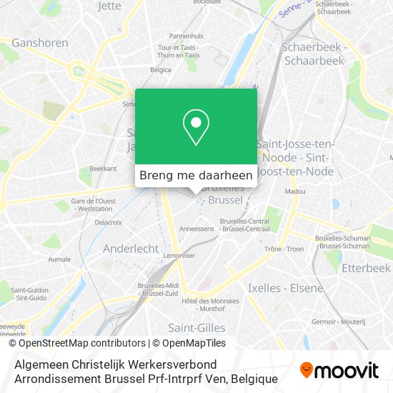 Algemeen Christelijk Werkersverbond Arrondissement Brussel Prf-Intrprf Ven kaart