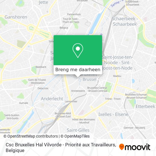 Csc Bruxelles Hal Vilvorde - Priorité aux Travailleurs kaart