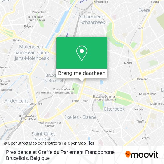 Presidence et Greffe du Parlement Francophone Bruxellois kaart