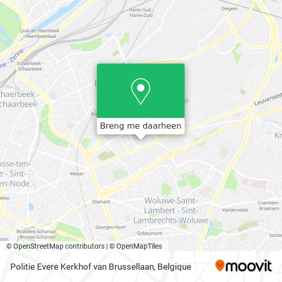 Politie Evere Kerkhof van Brussellaan kaart