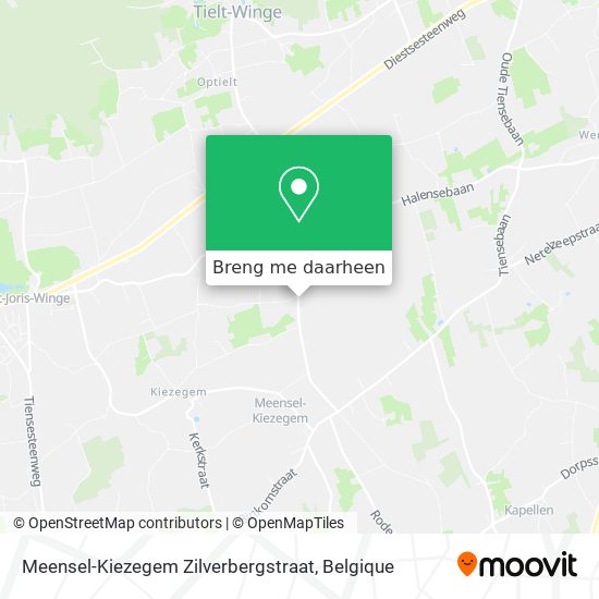 Meensel-Kiezegem Zilverbergstraat kaart