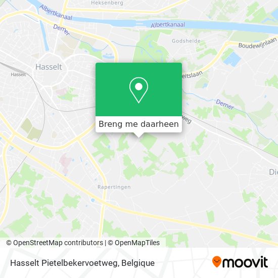 Hasselt Pietelbekervoetweg kaart