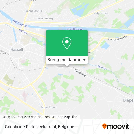 Godsheide Pietelbeekstraat kaart
