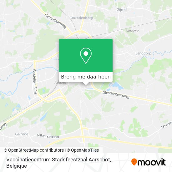 Vaccinatiecentrum Stadsfeestzaal Aarschot kaart