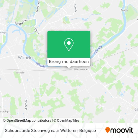 Schoonaarde Steenweg naar Wetteren kaart