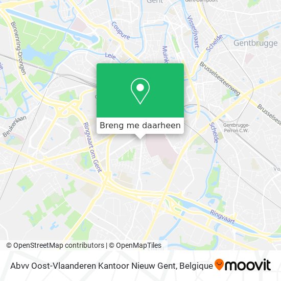 Abvv Oost-Vlaanderen Kantoor Nieuw Gent kaart