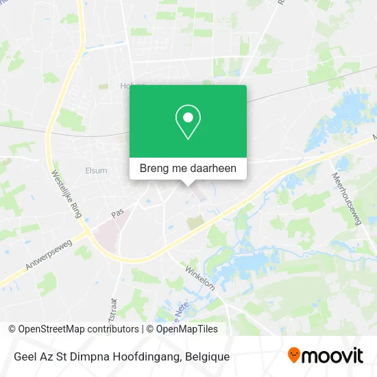 Geel Az St Dimpna Hoofdingang kaart