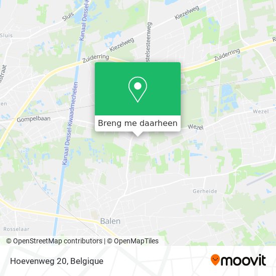 Hoevenweg 20 kaart