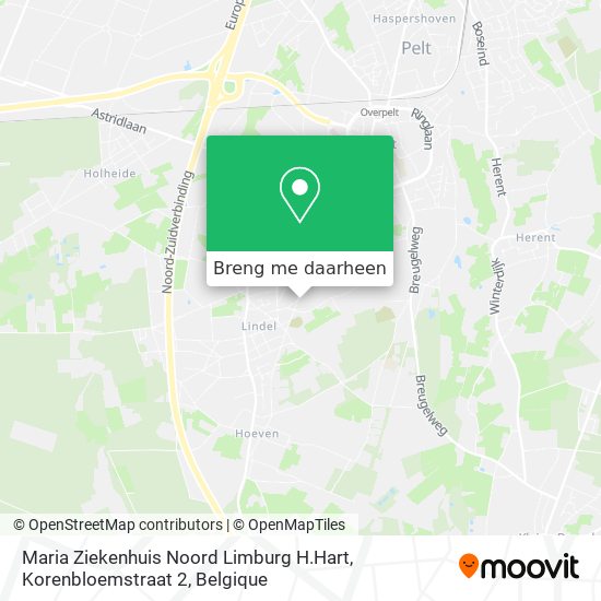 Maria Ziekenhuis Noord Limburg H.Hart, Korenbloemstraat 2 kaart