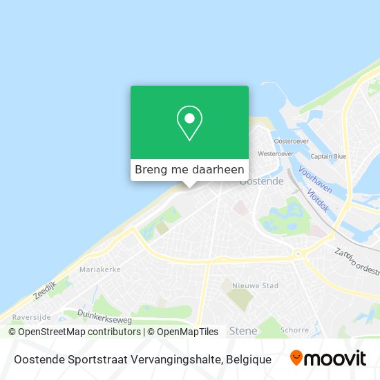 Oostende Sportstraat Vervangingshalte kaart