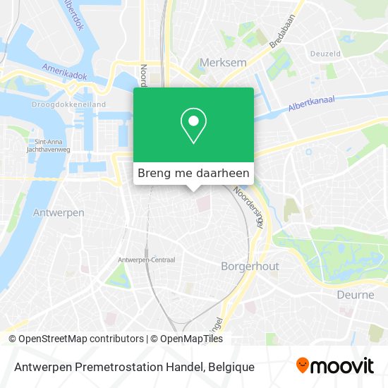 Antwerpen Premetrostation Handel kaart