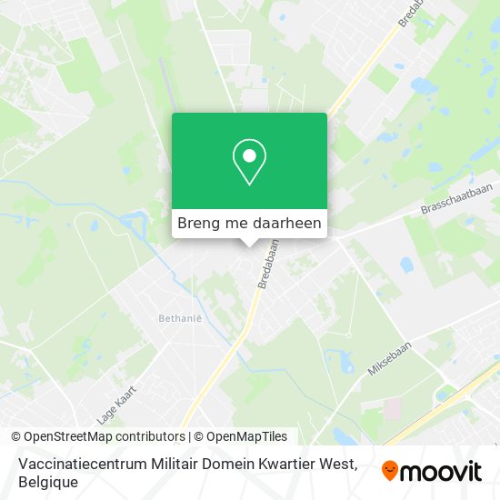 Vaccinatiecentrum Militair Domein Kwartier West kaart