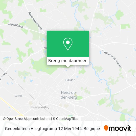 Gedenksteen Vliegtuigramp 12 Mei 1944 kaart