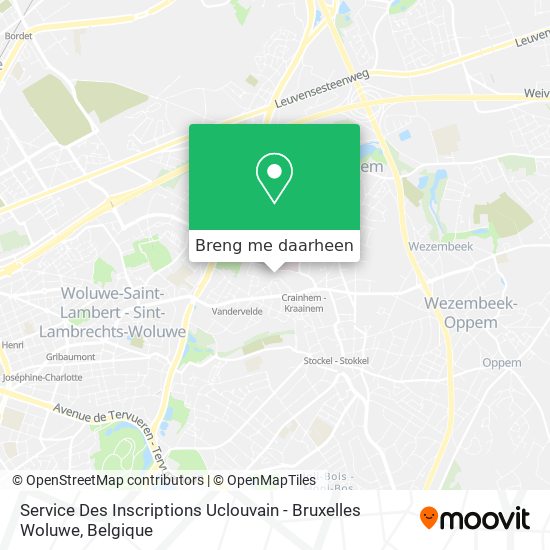 Service Des Inscriptions Uclouvain - Bruxelles Woluwe kaart