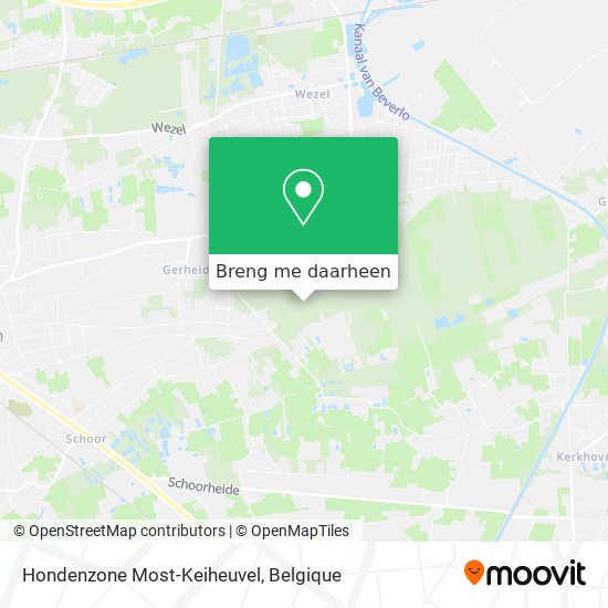 Hondenzone Most-Keiheuvel kaart