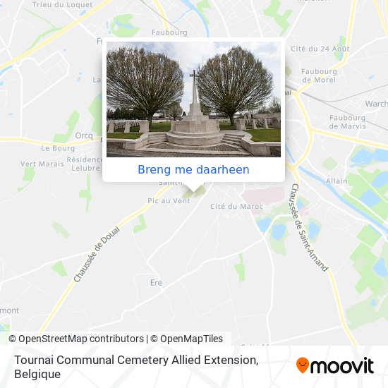 Tournai Communal Cemetery Allied Extension kaart