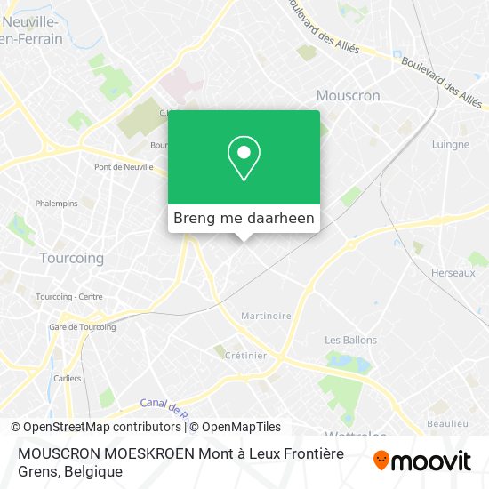 MOUSCRON MOESKROEN Mont à Leux Frontière Grens kaart