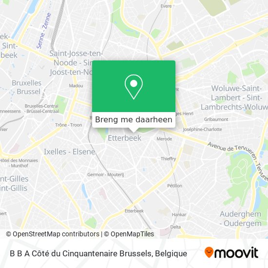 B B A Côté du Cinquantenaire Brussels kaart