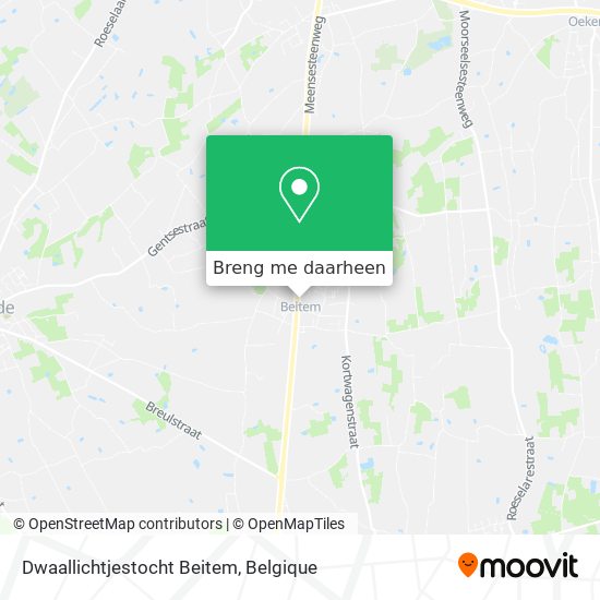 Dwaallichtjestocht Beitem kaart