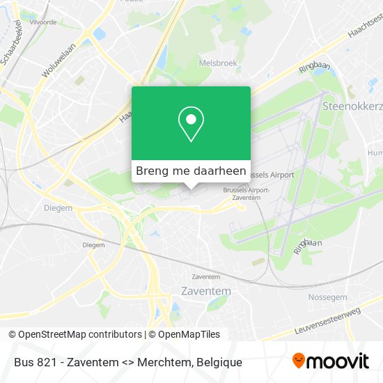 Bus 821 - Zaventem <> Merchtem kaart