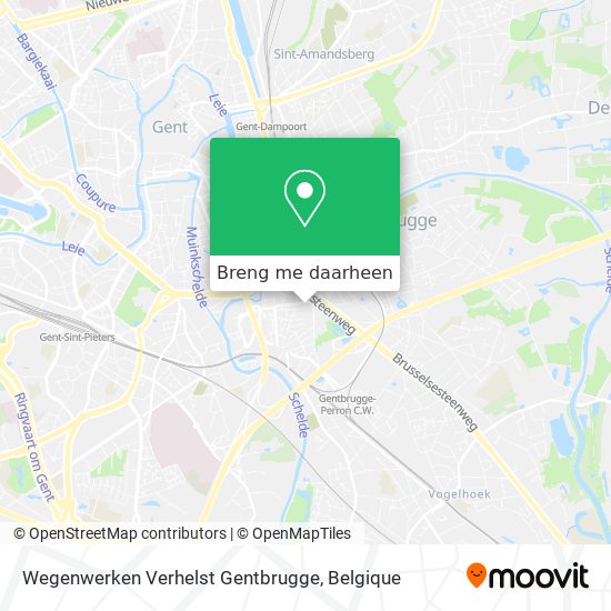 Wegenwerken Verhelst Gentbrugge kaart