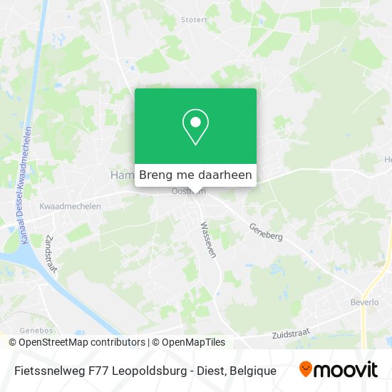Fietssnelweg F77 Leopoldsburg - Diest kaart