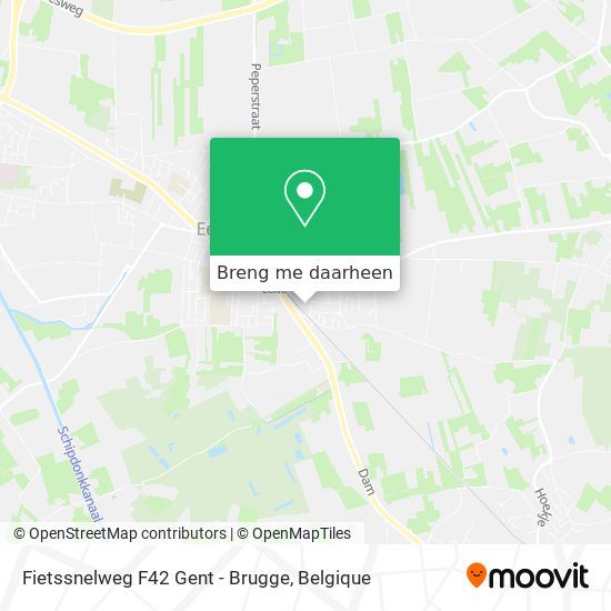 Fietssnelweg F42 Gent - Brugge kaart