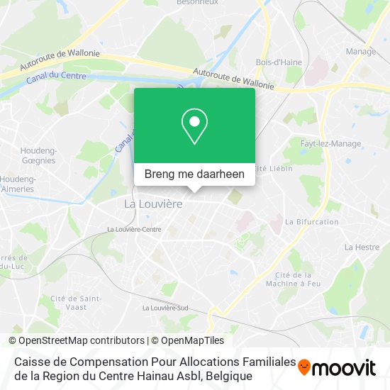 Caisse de Compensation Pour Allocations Familiales de la Region du Centre Hainau Asbl kaart