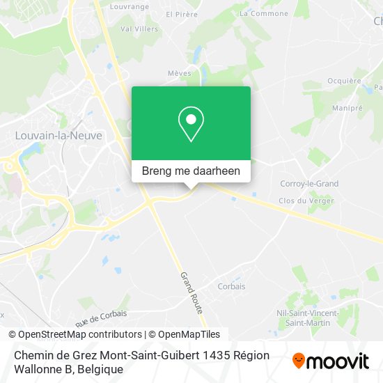 Chemin de Grez Mont-Saint-Guibert 1435 Région Wallonne B kaart