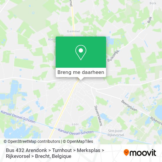 Bus 432 Arendonk > Turnhout > Merksplas > Rijkevorsel > Brecht kaart