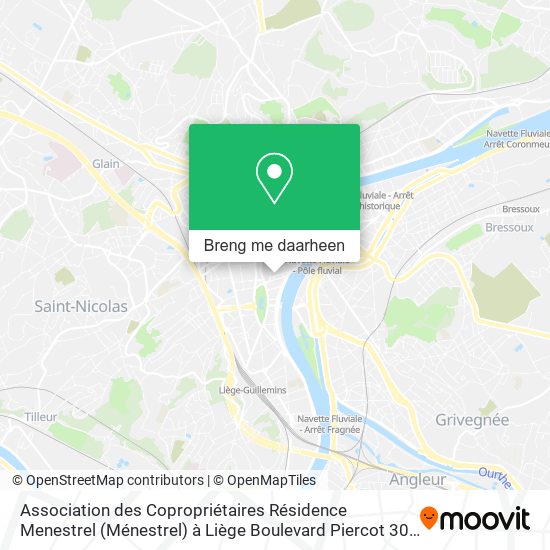 Association des Copropriétaires Résidence Menestrel (Ménestrel) à Liège Boulevard Piercot 30 Soc kaart