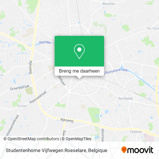 Studentenhome Vijfwegen Roeselare kaart