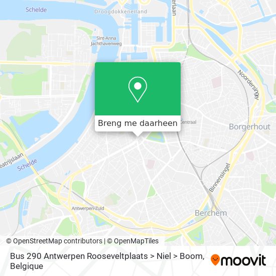 Bus 290 Antwerpen Rooseveltplaats > Niel > Boom kaart