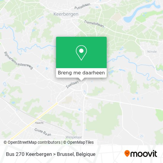 Bus 270 Keerbergen > Brussel kaart