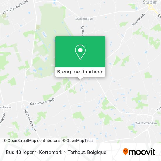 Bus 40 Ieper > Kortemark > Torhout kaart