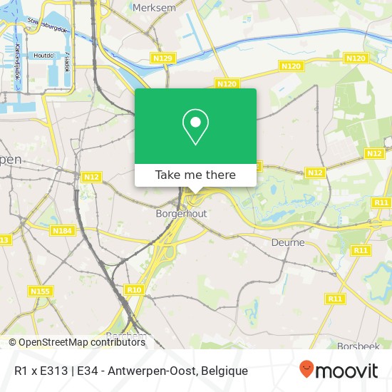 R1 x E313 | E34 - Antwerpen-Oost kaart