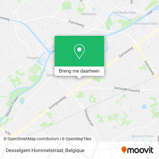 Desselgem Hommelstraat kaart