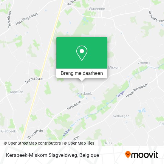 Kersbeek-Miskom Slagveldweg kaart