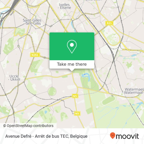 Avenue Defré - Arrêt de bus TEC kaart