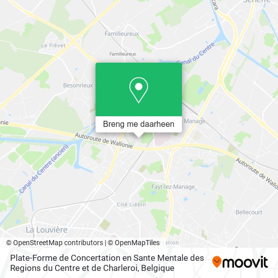 Plate-Forme de Concertation en Sante Mentale des Regions du Centre et de Charleroi kaart