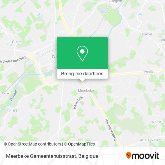 Meerbeke Gemeentehuisstraat kaart