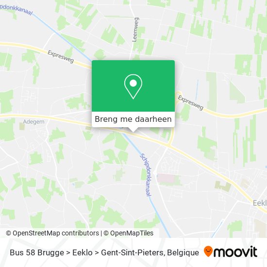 Bus 58 Brugge > Eeklo > Gent-Sint-Pieters kaart