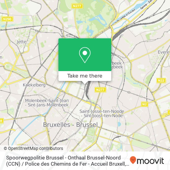 Spoorwegpolitie Brussel - Onthaal Brussel-Noord (CCN) / Police des Chemins de Fer - Accueil Bruxell kaart