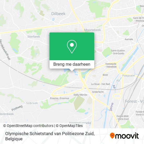 Olympische Schietstand van Politiezone Zuid kaart