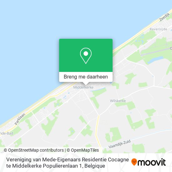 Vereniging van Mede-Eigenaars Residentie Cocagne te Middelkerke Populierenlaan 1 kaart