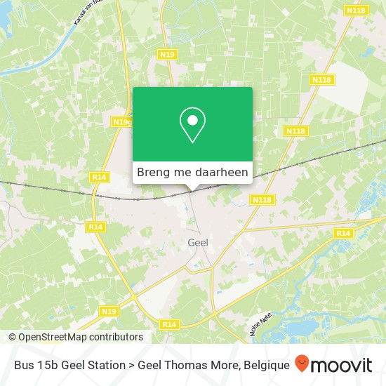 Bus 15b Geel Station > Geel Thomas More kaart