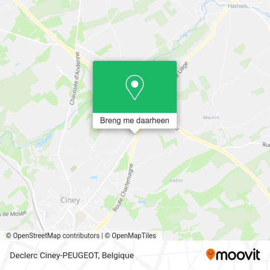 Declerc Ciney-PEUGEOT kaart