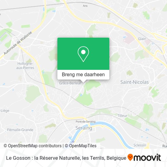 Le Gosson : la Réserve Naturelle, les Terrils kaart